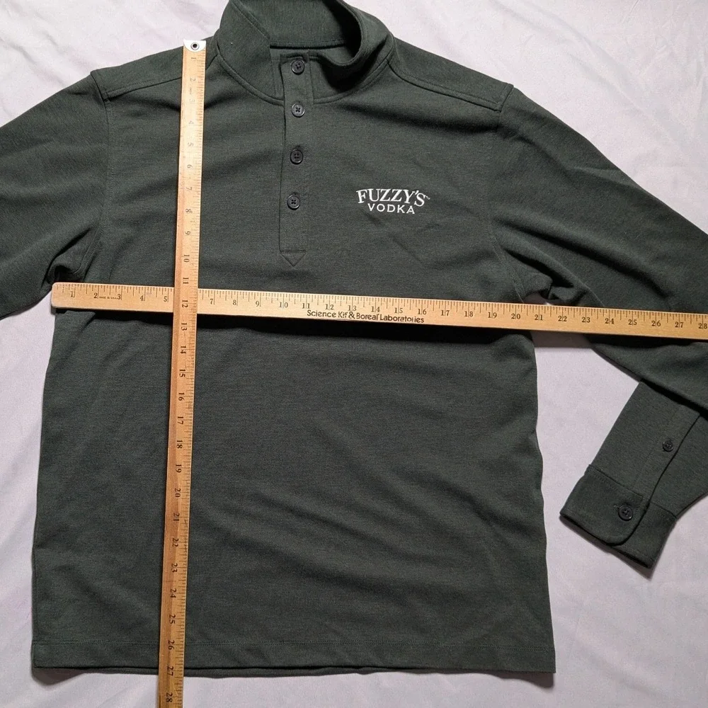 Fuzzy's Vodka x Brooks Brothers Men Medium Mock Neck Pullover Olive Green EUC